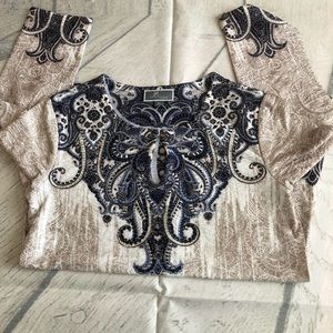 Rhinestoned 3/4 Blouse